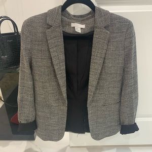 H&M black and grey plaid blazer